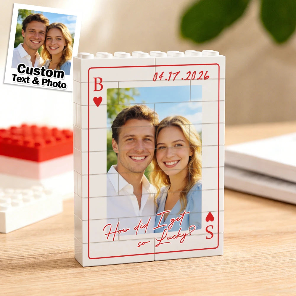Cadre photo personnalisé pour couple « King & Queen » – Briques de construction rectangulaires à assembler
